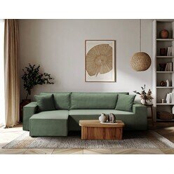 KANAPA ROZKŁADANA NAROŻNIK CIEMNA ZIELEŃ