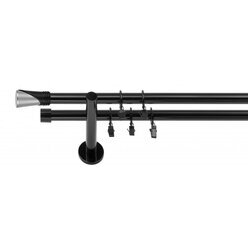 Karnisz 240 cm podwójny fi 19 czarny połysk Duncan 