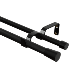 Karnisz podwójny CZARNY FI19/16 KOLEKCJA SIMPLE Z ŻABKAMI