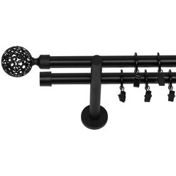 Karnisz podwójny fi 19 czarny mat MOON