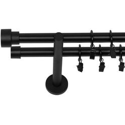 Karnisz podwójny fi 19 czarny mat SLICK