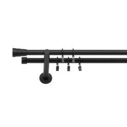 Karnisz podwójny fi 19 czarny mat WALEC