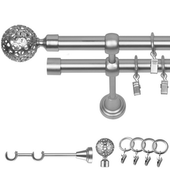 Karnisz podwójny metalowy fi 19 chrom mat Moon