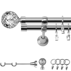 Karnisz podwójny metalowy fi 19 efekt stali Moon