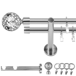 Karnisz podwójny nowoczesny fi 19 efekt stali Moon