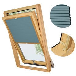 PLISA DACHOWA PLASTER MIODU DO OKNA FAKRO 78x140 TKANINA BŁĘKIT PROFIL SOSNA