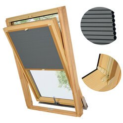 PLISA DACHOWA PLASTER MIODU DO OKNA VELUX MK06 TKANINA GRAFIT PROFIL SOSNA