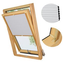 PLISA DACHOWA PLASTER MIODU DO OKNA VELUX MK08 TKANINA BIAŁA PROFIL SOSNA
