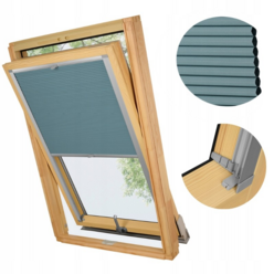 PLISA DACHOWA PLASTER MIODU DO OKNA VELUX MK08 TKANINA BŁĘKIT PROFIL SREBRNY ANODA