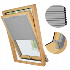 PLISA DACHOWA PLASTER MIODU DO OKNA VELUX MK08 TKANINA SZARA PROFIL SREBRNY ANODA