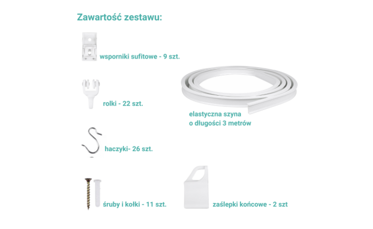 Elastyczna szyna sufitowa 3 metry