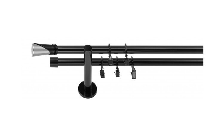 Karnisz 240 cm podwójny fi 19 czarny połysk Duncan 