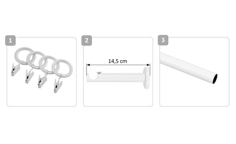 Karnisz 240 cm pojedynczy fi 19 biały połysk Luna
