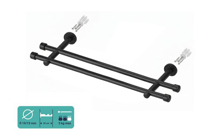 Karnisz podwójny LOFT fi 19/19 czarny mat