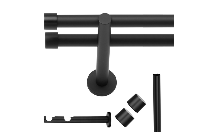 Karnisz podwójny LOFT fi 25/19 czarny mat