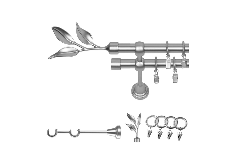 Karnisz podwójny metalowy fi 19 chrom mat Bawaro