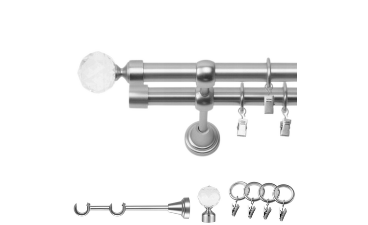 Karnisz podwójny metalowy fi 19 chrom mat Belluna