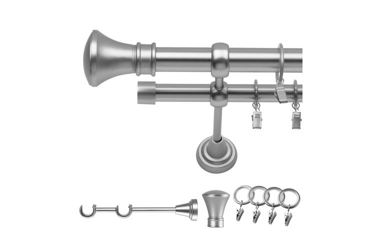 Karnisz podwójny metalowy fi 19 chrom mat Monako