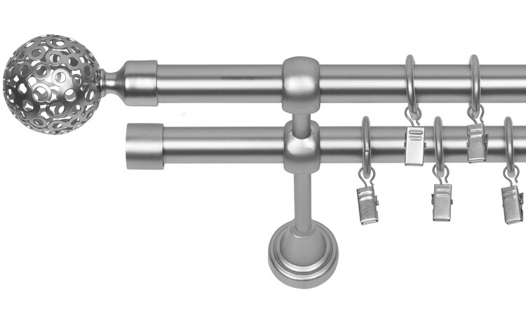 Karnisz podwójny metalowy fi 19 chrom mat Moon