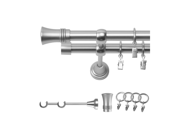 Karnisz podwójny metalowy fi 19 chrom mat Prince