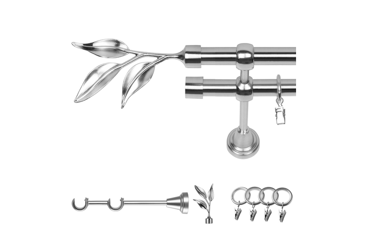 Karnisz podwójny metalowy fi 19 efekt stali Bawaro
