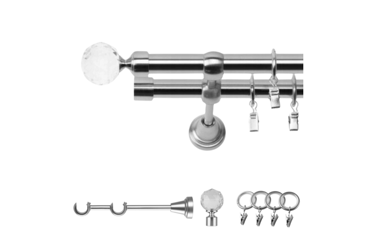 Karnisz podwójny metalowy fi 19 efekt stali Belluna