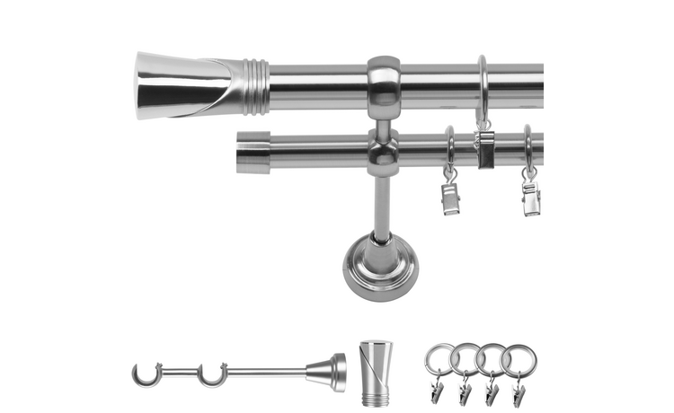 Karnisz podwójny metalowy fi 19 efekt stali Duncan