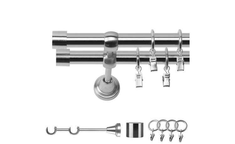 Karnisz podwójny metalowy fi 19 efekt stali Luna