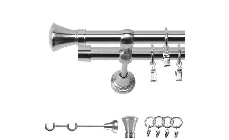 Karnisz podwójny metalowy fi 19 efekt stali Monako