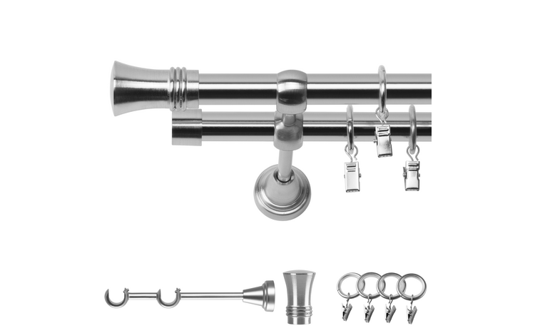 Karnisz podwójny metalowy fi 19 efekt stali Prince
