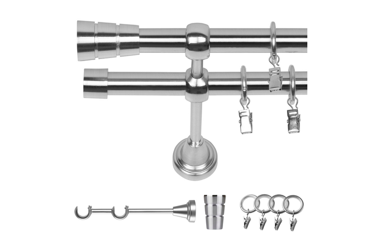 Karnisz podwójny metalowy fi 19 efekt stali Walec