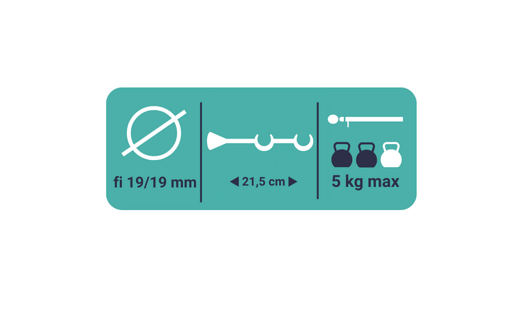 Karnisz podwójny metalowy fi 19 złoto antyk Moon