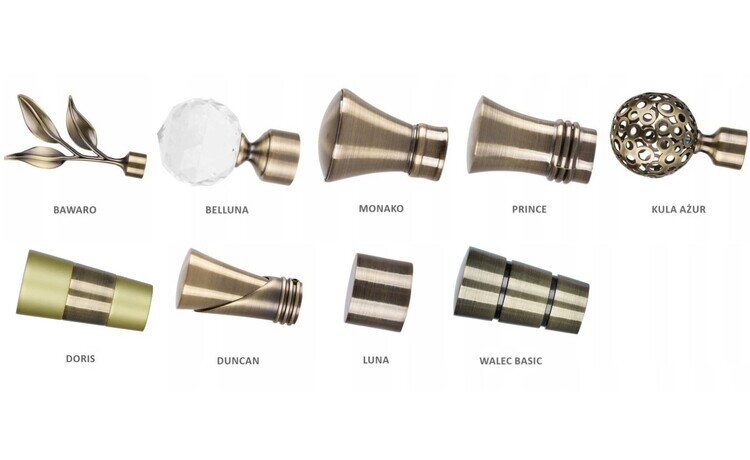 Karnisz podwójny metalowy fi 19 złoto antyk Moon