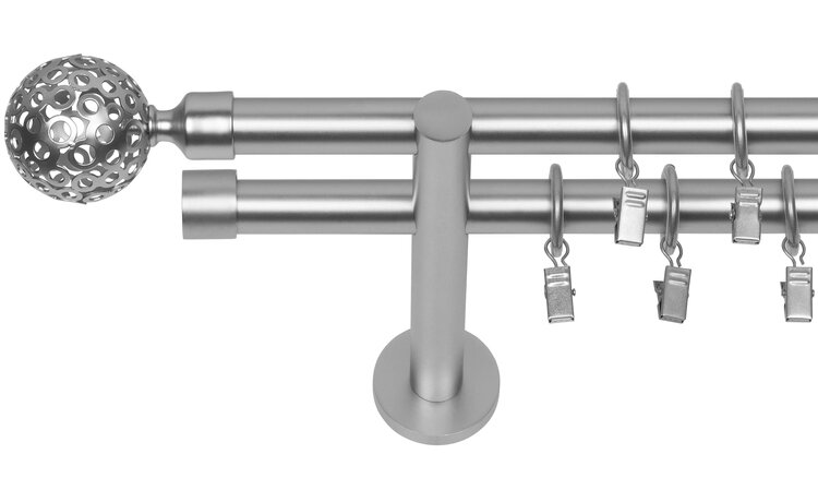 Karnisz podwójny nowoczesny fi 19 chrom mat Moon