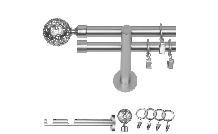 Karnisz podwójny nowoczesny fi 19 chrom mat Moon