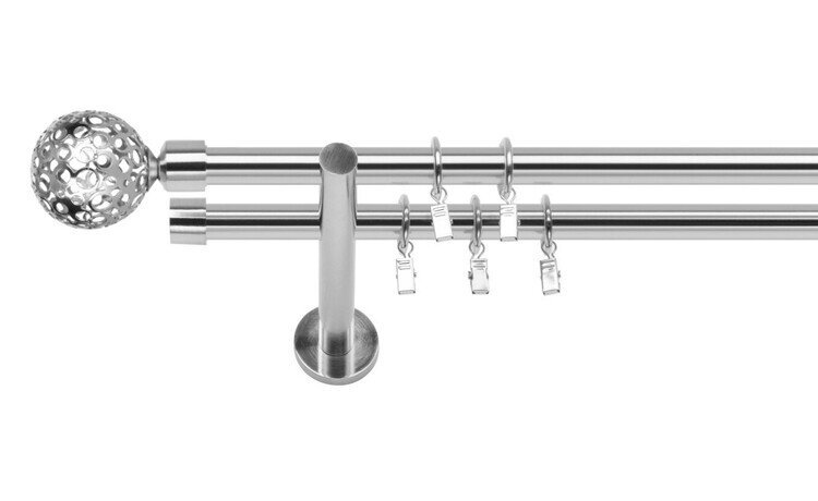 Karnisz podwójny nowoczesny fi 19 efekt stali Moon