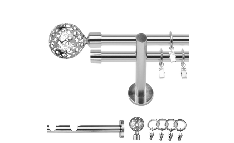Karnisz podwójny nowoczesny fi 19 efekt stali Moon