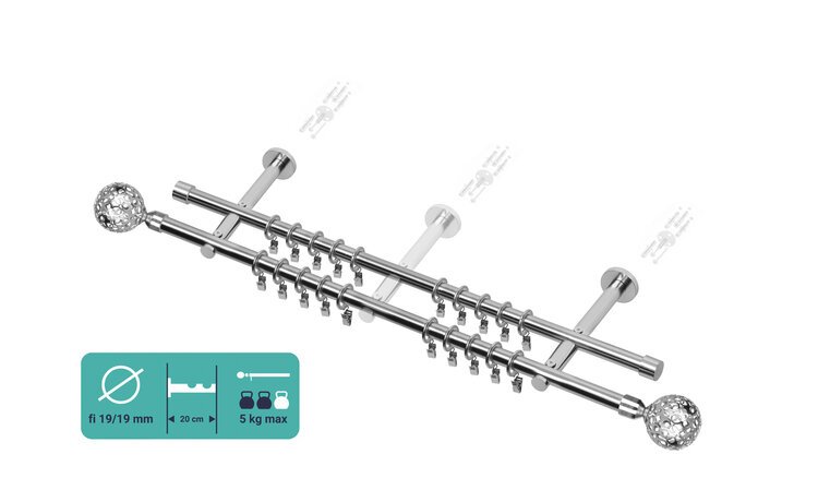 Karnisz podwójny nowoczesny fi 19 efekt stali Moon