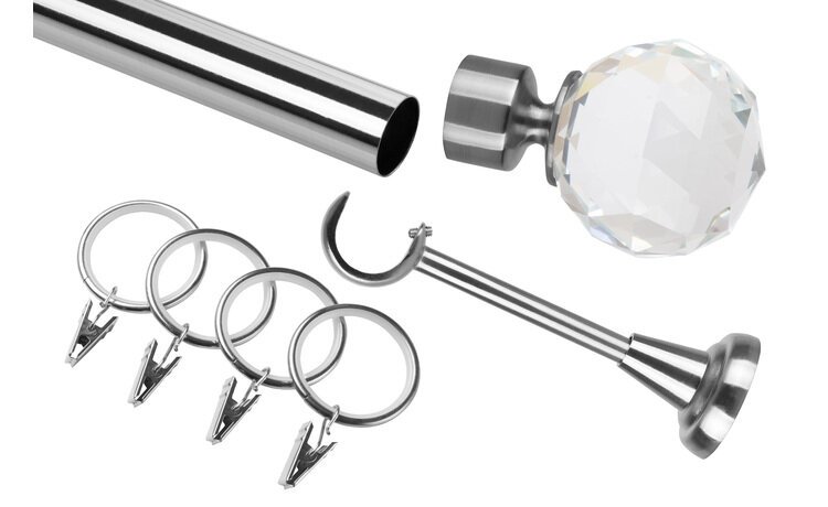 Karnisz pojedynczy fi 25 chrom mat Cylinder
