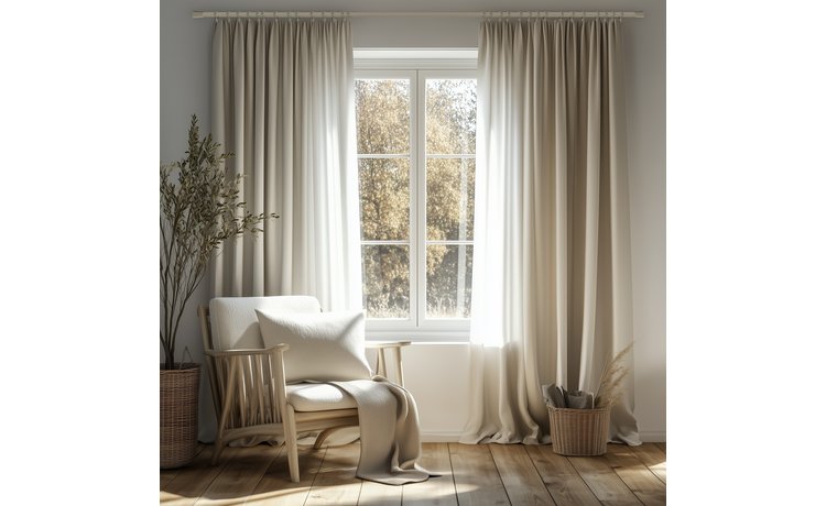 Karnisz pojedynczy KASZMIR BEŻOWY FI19 KOLEKCJA SIMPLE Z ŻABKAMI