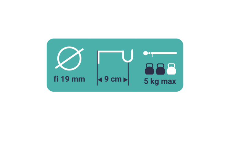 Karnisz pojedynczy KASZMIR BEŻOWY FI19 KOLEKCJA SIMPLE Z ŻABKAMI