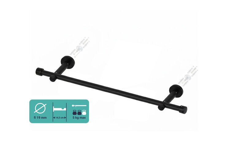 Karnisz pojedynczy LOFT fi 19 czarny mat