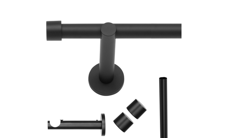 Karnisz pojedynczy LOFT fi 19 czarny mat