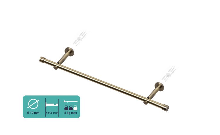 Karnisz pojedynczy LOFT fi 19 złoto antyk