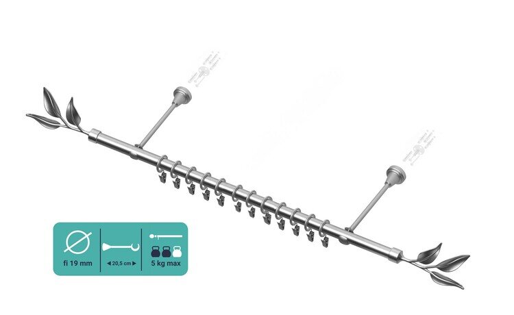 Karnisz pojedynczy metalowy fi 19 chrom mat Bawaro