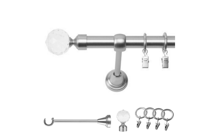 Karnisz pojedynczy metalowy fi 19 chrom mat Belluna