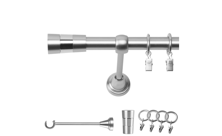 Karnisz pojedynczy metalowy fi 19 chrom mat Doris