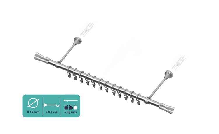 Karnisz pojedynczy metalowy fi 19 chrom mat Duncan