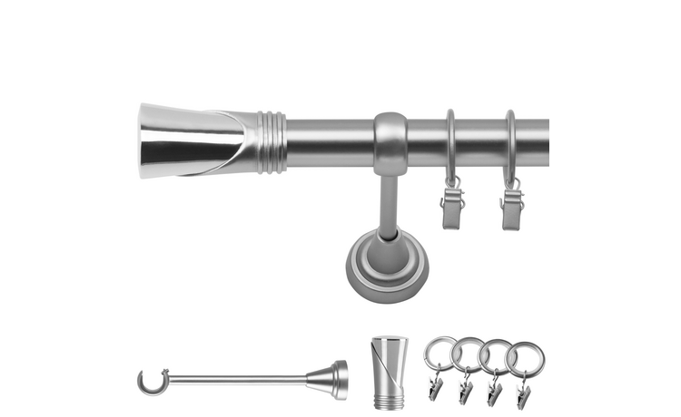 Karnisz pojedynczy metalowy fi 19 chrom mat Duncan