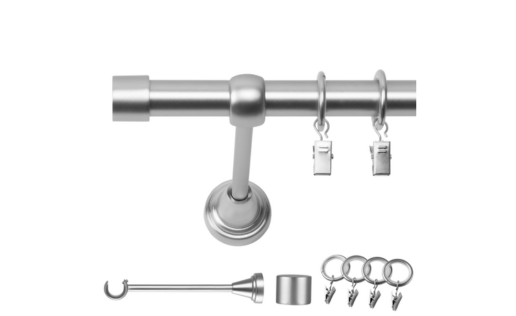 Karnisz pojedynczy metalowy fi 19 chrom mat Luna